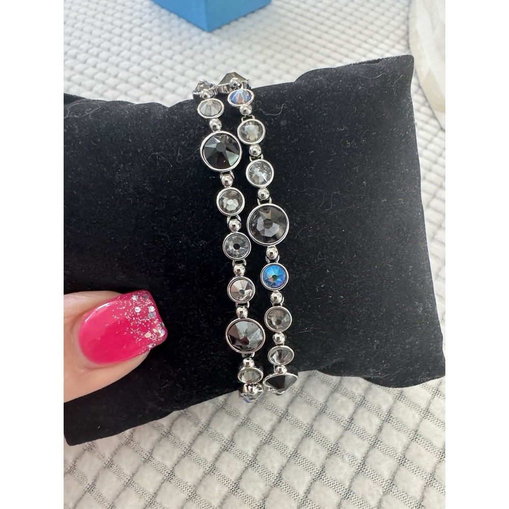Touchstone Crystal Black Glam Bracelet Rhodium Plated 9"‎ Adjustable